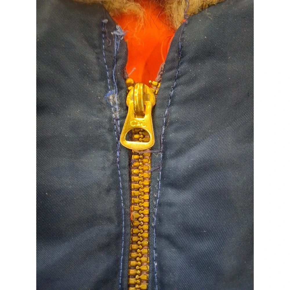 VTG Mens Unitog Union Bomber Jacket Fur Hood Mens Large 42R Blue Orange 1960's